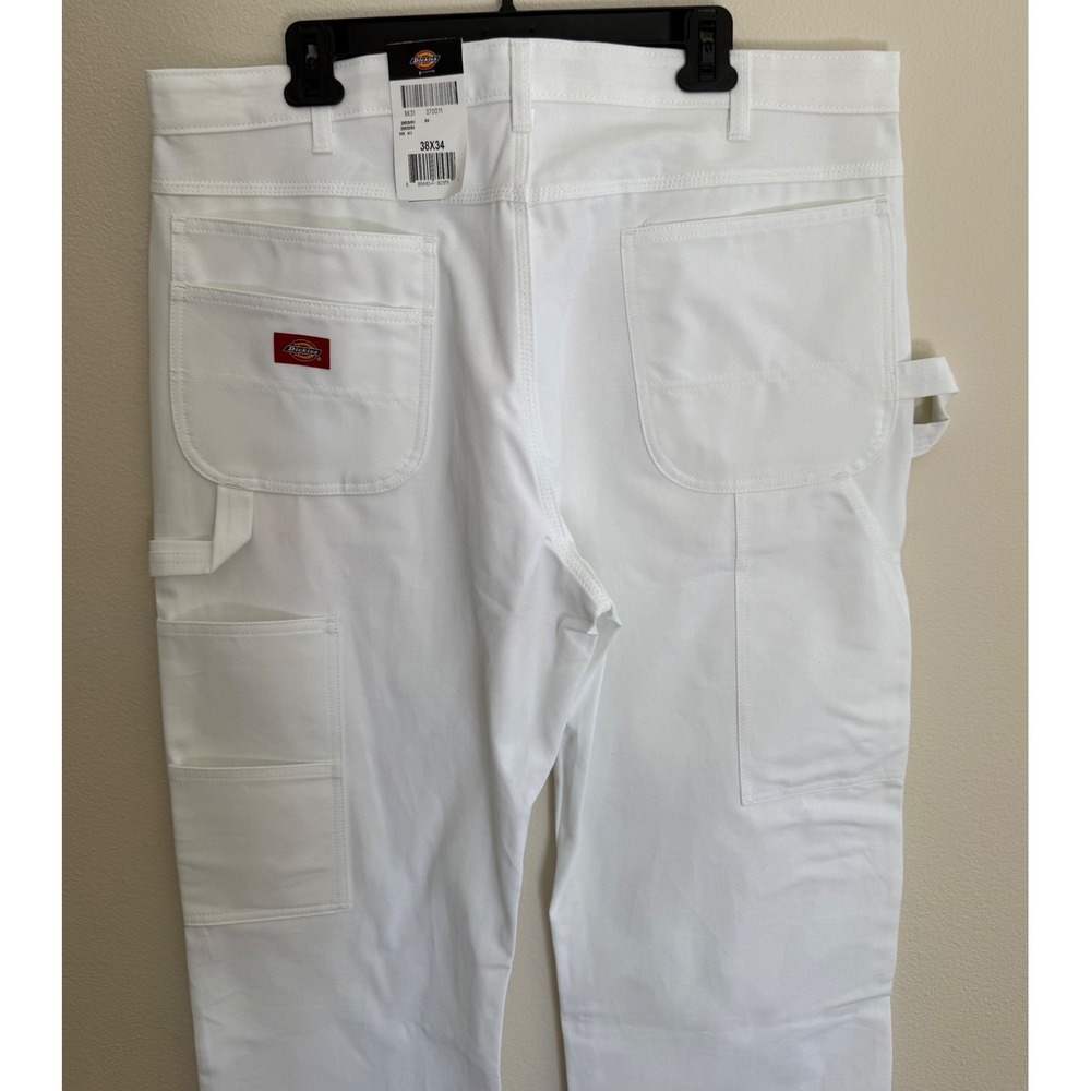 Dickies Men's 38 Painter Utility Pants White Relaxed  Hammer Loops Tool Pockets - Picture 5 of 10